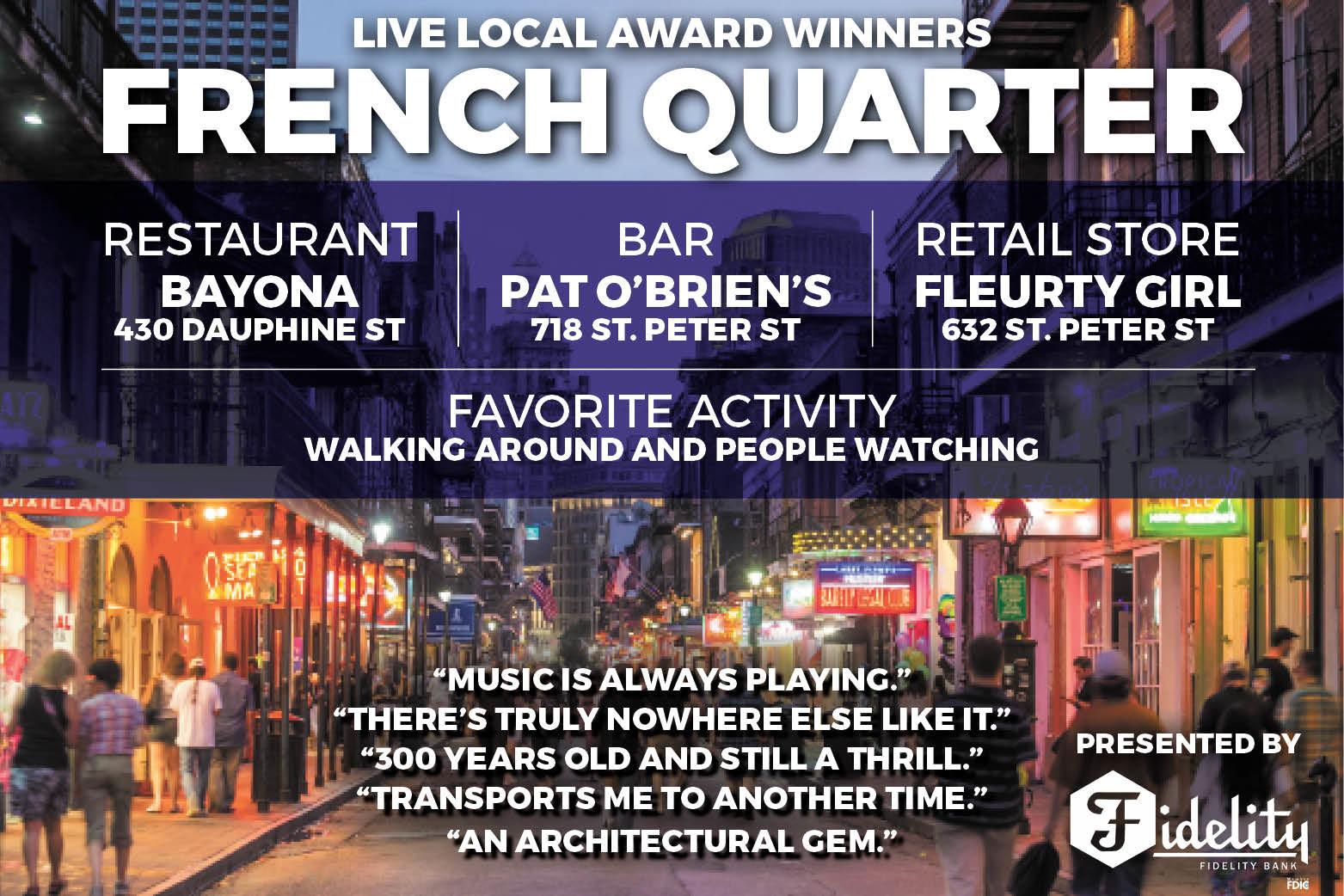 Live Local Awards - French Quarter WINNERS